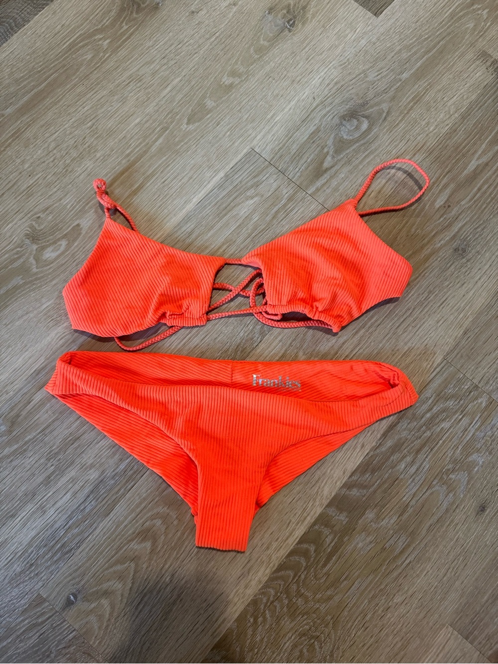 Frankie's Bikinis Neon Orange Ribbed Two-Piece Swimsuit